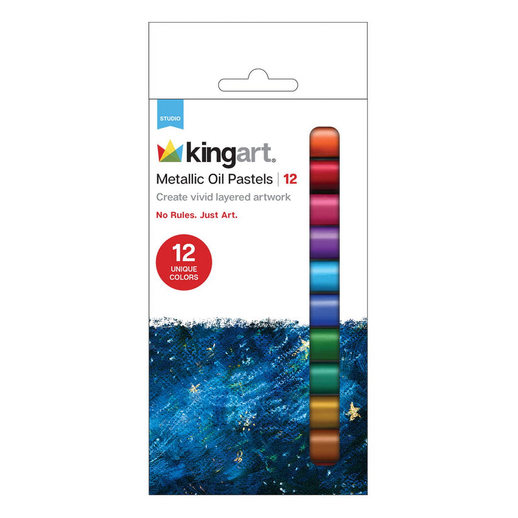 (3 pack) KINGART Metallic Oil Pastels, Set of 12