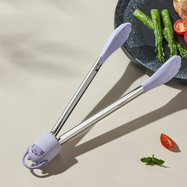 Pinzas de cocina | Pinzas de acero inoxidable con puntas de silicona para cocinar, asar y servir | Pinzas resistentes al calor de 28 cm para voltear, mezclar y servir