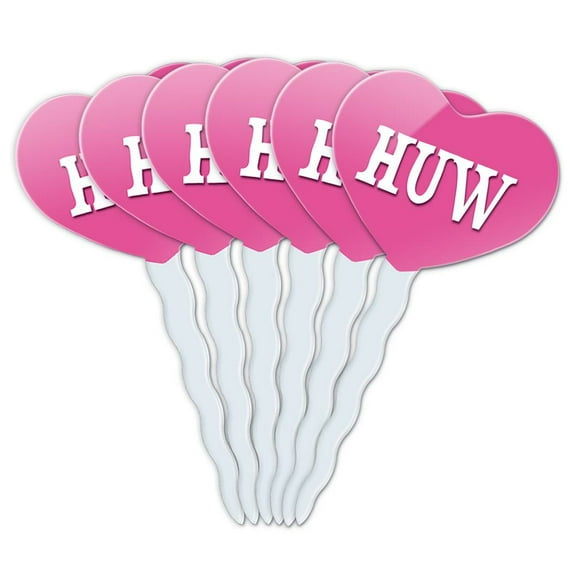 Huw Heart Love Cupcake Picks Toppers - Set of 6