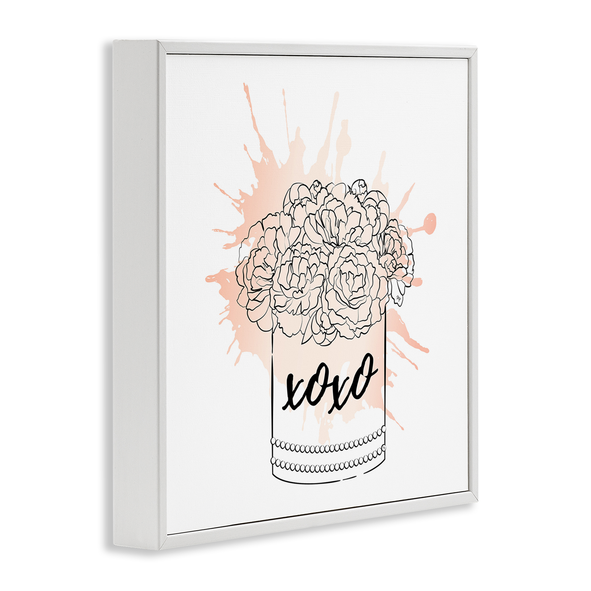 Stupell Industries XOXO Pastel Flowers Botanical & Floral Painting White Framed Art Print Wall Art, 24 x 24
