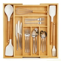 GARITIN Silverware Organizer, Expandable  Utensil Drawer Organizer Cutlery Tray for Spoons Forks Knives, Adjustable Kitchen Flatware Organizers and Storage