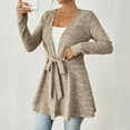 thumbnail image 5 of Women's Belted Cardigan - Tie Front Long Sleeve Open Front | Trendy Fall Cover Up Lightweight Office to Lounge Layer Minimalist, 5 of 9