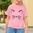 thumbnail image 2 of TOOYOU Girls Top Summer T-Shirt Toddler Short Sleeve Cat Prints Tee Size 2-3 Years Pink, 2 of 4