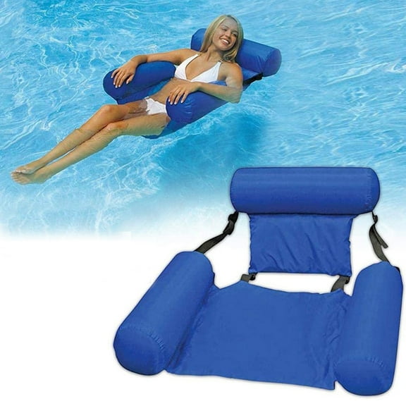 HYwys Inflatable Water Swimming Chair Folding Pool Float Seat Backrest Bed Inflatable Swimming Chair