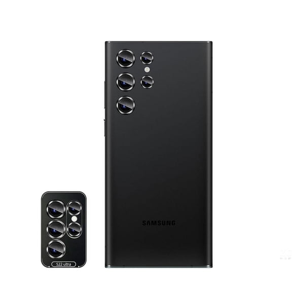 For Samsung Galaxy S22 Ultra Set of 5 Black Glass Camera Lens Protectors