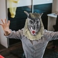 thumbnail image 3 of Máscara de lobo realista para disfraz de Halloween, boca de peluche, máscara de hombre lobo, máscara y clavos, 3 of 5