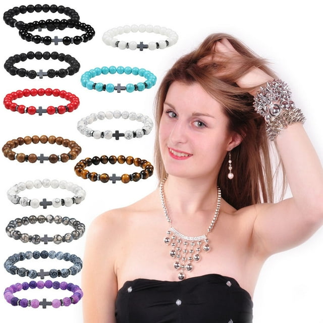 Hommes Bracelets de Perles de Pierre Naturelle Bracelet Oeil Bracelet Résistant à l'Usure Bijoux Élastique Corde Bracelet de Tigre de Mode Partie Type 7