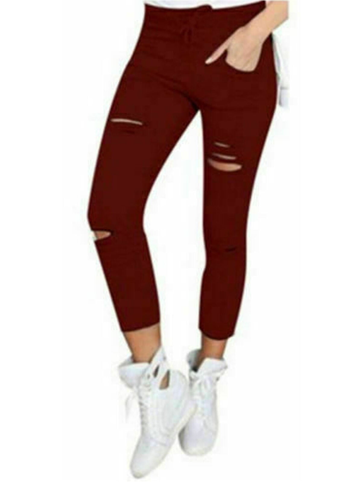 red stretch jeans ladies