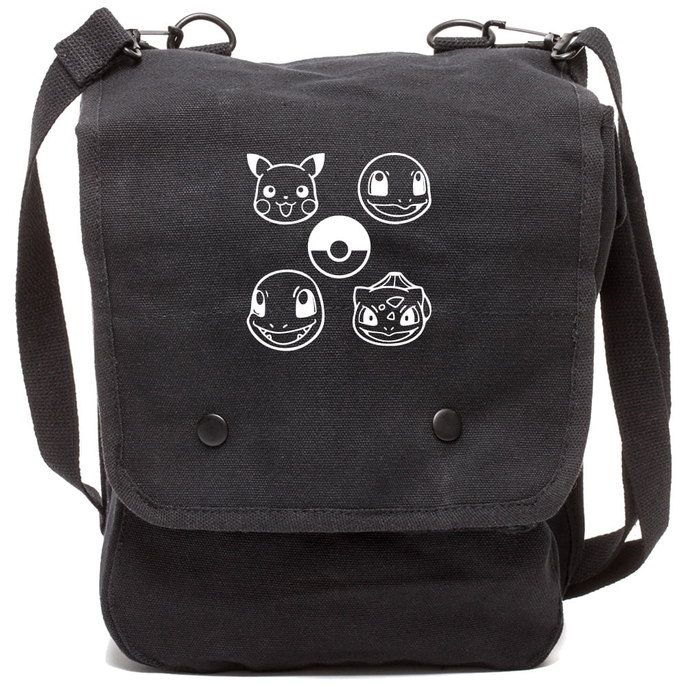 Grab A Smile - Pokeball Pokemon Canvas Crossbody Travel Map Bag Case