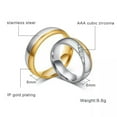 thumbnail image 3 of EOEMY 18K Gold Plated Cz Stainless Steel Couple Rings Sz 5-13 Gold&Silver Wedding Band, 3 of 8