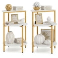 thumbnail image 1 of Gymax 2PCS 3-Tier Side Table Round End Table w/Storage Shelves Metal Frame for Bedroom, 1 of 10