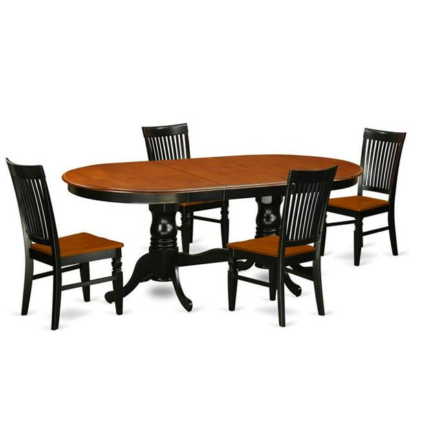 East West Furniture PLWE5BCHW Dining Room Set with a Dining Table & 4
