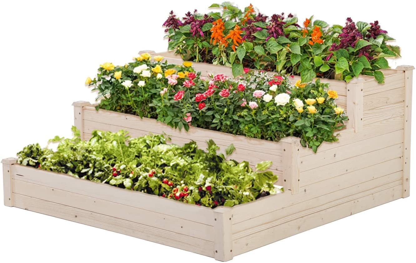 FDW 3-Tier Garden Raise Bed Elevated Garden Bed,Greenhouse Patio Yard Gardening Bed
