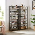 thumbnail image 6 of VECELO 5-Tier Folding Bookcase Storage Organizer, Wooden Bookshelf with Metal Frame for Bedroom, Living Room and Home Office, Antique Brown, 6 of 10