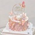 thumbnail image 4 of Parte superior de la tarta de mariposa, parte superior de la tarta de metal dorado con la frase "Feliz cumpleaños", decoración para fiesta de tarta de cumpleaños de niña, 4 of 7