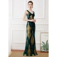 thumbnail image 1 of Vestido de noche largo elegante con lentejuelas y cola de pez para la noche, para exhibiciones de modelos de automóviles, para anfitriones de eventos, vestido largo con escote en V profundo, 1 of 6