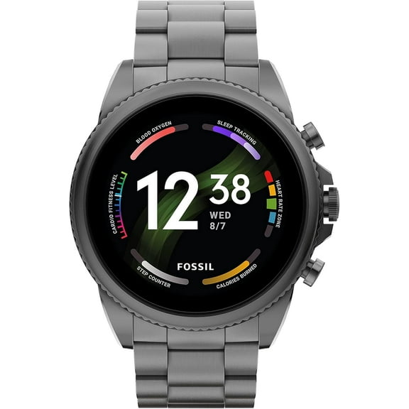 Fossil Mens Gen 6 Stainless Steel Touchscreen Smartwatch 44mm - Smoke - FTW4059R