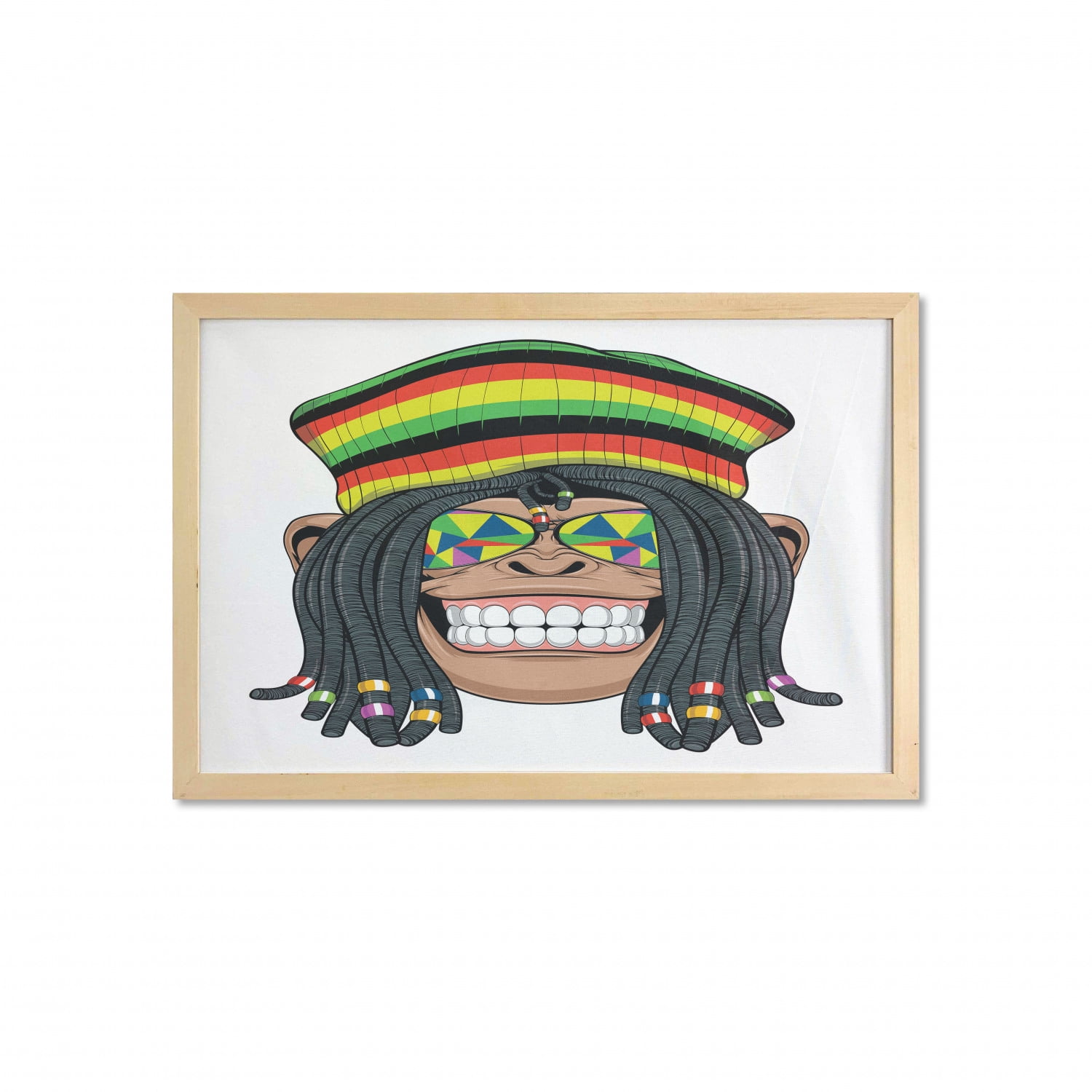 Colourful chimp wall art printed on canvas 30/'/' X 30/" solid frame