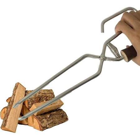 

Fire Log Grabber | Stainless Steel Log Tweezers Tongs - Outdoor/Indoor Firewood Gripping Tool for Wood Burning Fire Pit Fireplace Campfire Bonfire