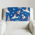 thumbnail image 4 of COEQINE Couch Headrest Covers Washable Faux Leather Recliner Headrest Protector Furniture Protector with Hook and Loop Fasteners for Pets, 17x27 Inch, Snowman Christmas Tree Blue, 4 of 7