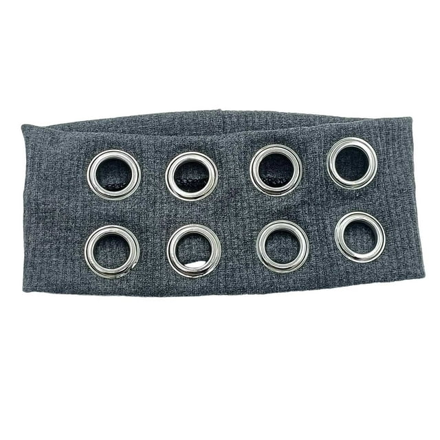 Diadema transpirable con aberturas y ojales metálicos. Diadema elástica ancha para mujer. Accesorio de moda de estilo punk (4 colores neutros, 40 g)