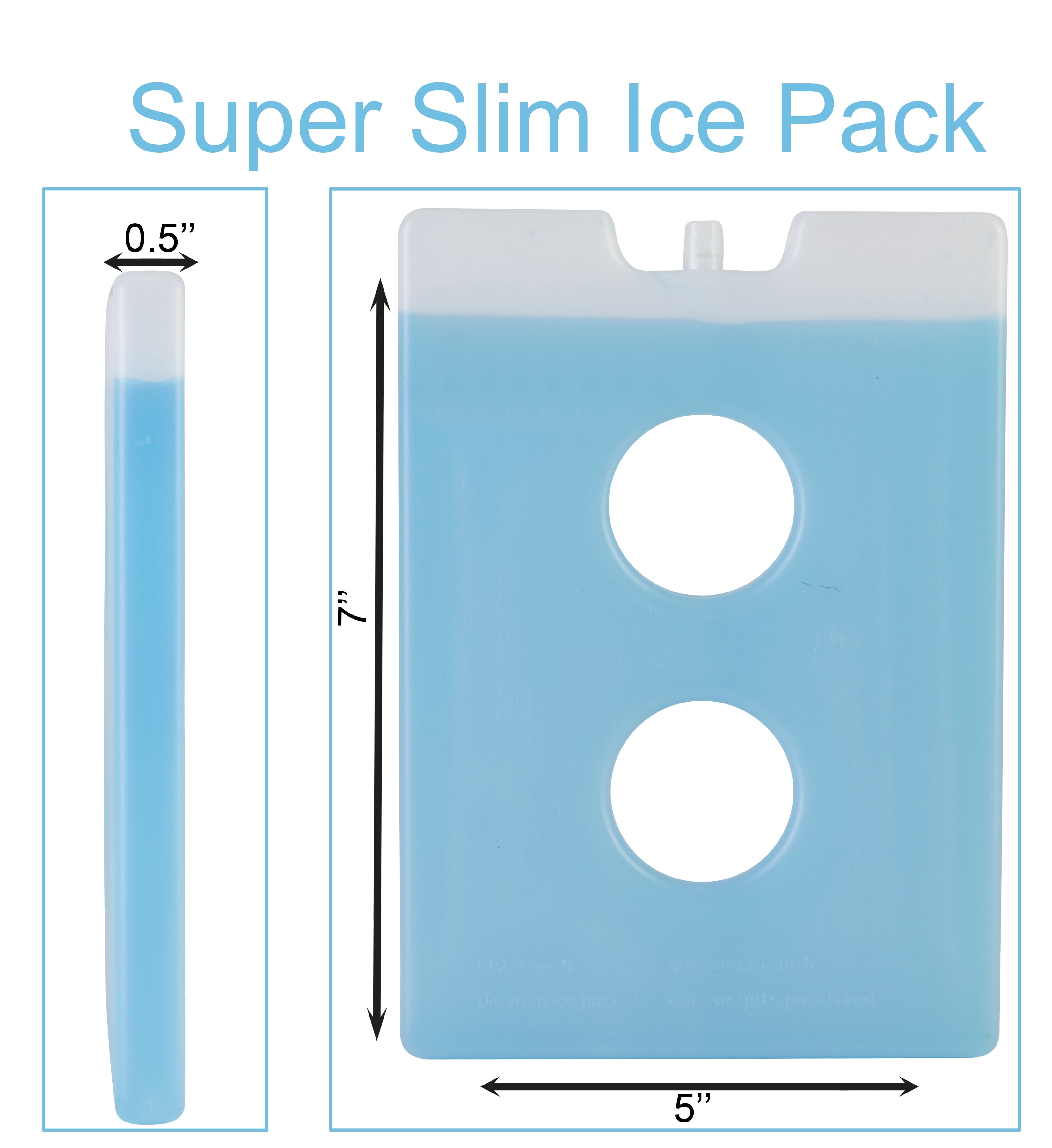 Slim Ice Packs 4-Pack, Large size 5''X7''X0.5''