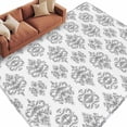 thumbnail image 2 of Grey Floral Boho Area Rug 5x7 FT, Non Slip Bedroom Throw Carpet, Vintage Ethnic Tribe Abstract Art Washable Soft Floor Carpet Non-Shedding Rug for Dining Room Bedside Classroom Desk, 2 of 9