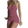 thumbnail image 2 of Miqool Women Two Piece Outfits Y2k Boy Shorts Set Sleeveless Crop Top Button Down Shorts Set Loungewear Pajamas Set, 2 of 7