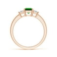 thumbnail image 2 of ANGARA Lab Grown 1 Ct Emerald and Lab Diamond Three Stone Ring for Women in 14K Rose Gold (Size-7x5mm) | May Birthstone, Birthday, Anniversary, Jewelry Gift for Women | Lab-Grown Emerald Ring, 2 of 8