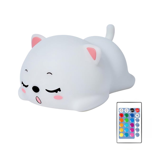 Gato Durmiente Usb Pat Control Remoto Led Luz De Noche De Silicona Escritorio Lámpara De Noche Lámpara De Noche Led Luz De Noche Para El Hogar seitruly HA024910-02