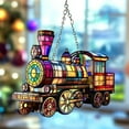 thumbnail image 3 of Steam Train Acrylic Suncatcher, Locomotive Faux Stained Glass Window Hanging, Railroad Decor Gift For Train Lovers, 3 of 3