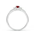 thumbnail image 2 of ANGARA Natural Classic Oval Ruby and Diamond Three Stone Engagement Ring in 14K White Gold for Women (Size-5x3mm) | July Birthstone, Birthday, Anniversary, Jewelry Gift for Women | Natural Ruby Ring, 2 of 8