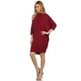 thumbnail image 2 of Women's Solid Casual Sexy Relax fit Dolman 3/4 Sleeve Side Draped Midi Dress, 2 of 5