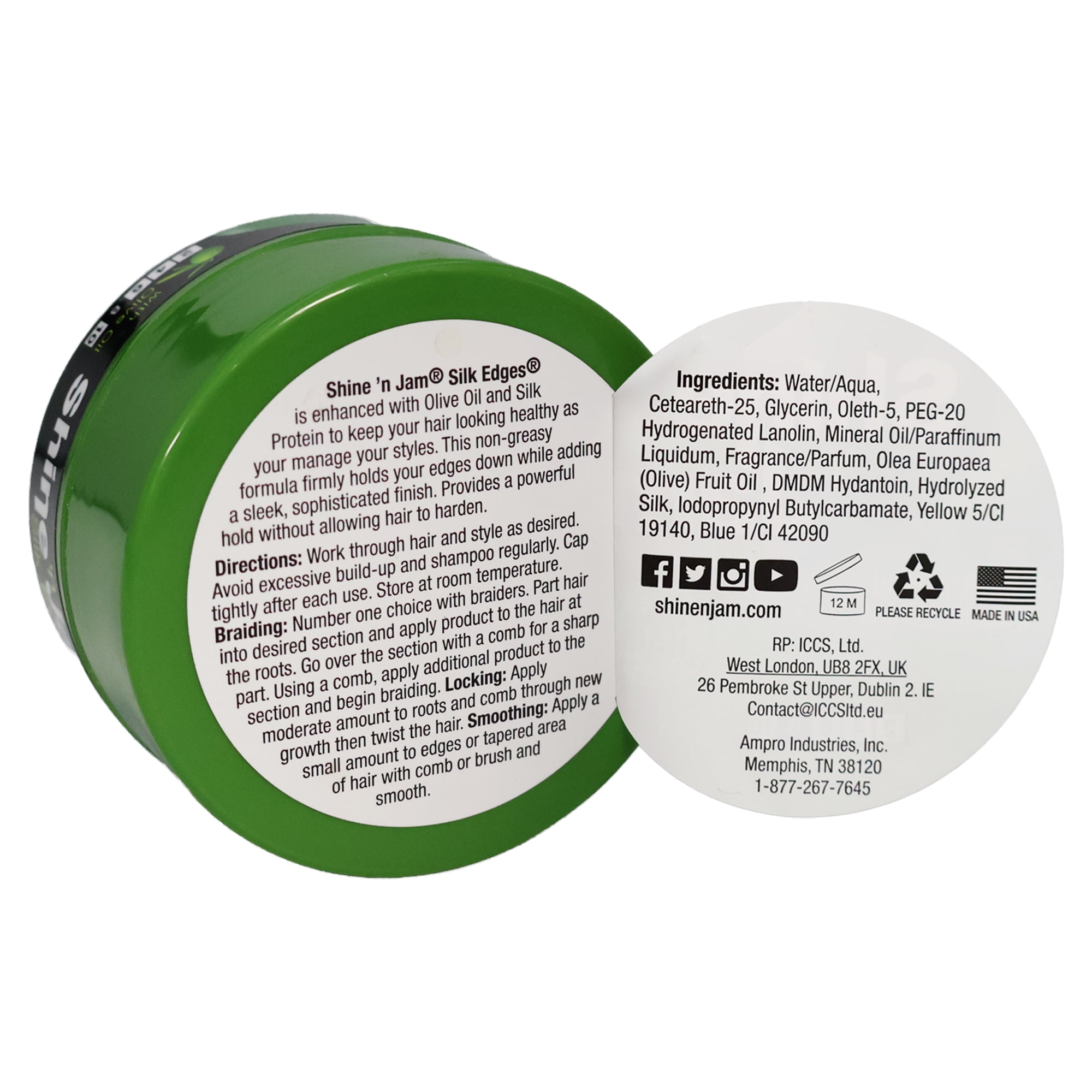 ジェル2＆クリーム4 Ampro Shine N Jam Silk Edges Olive Oil, 2 Oz. - Walmart.com