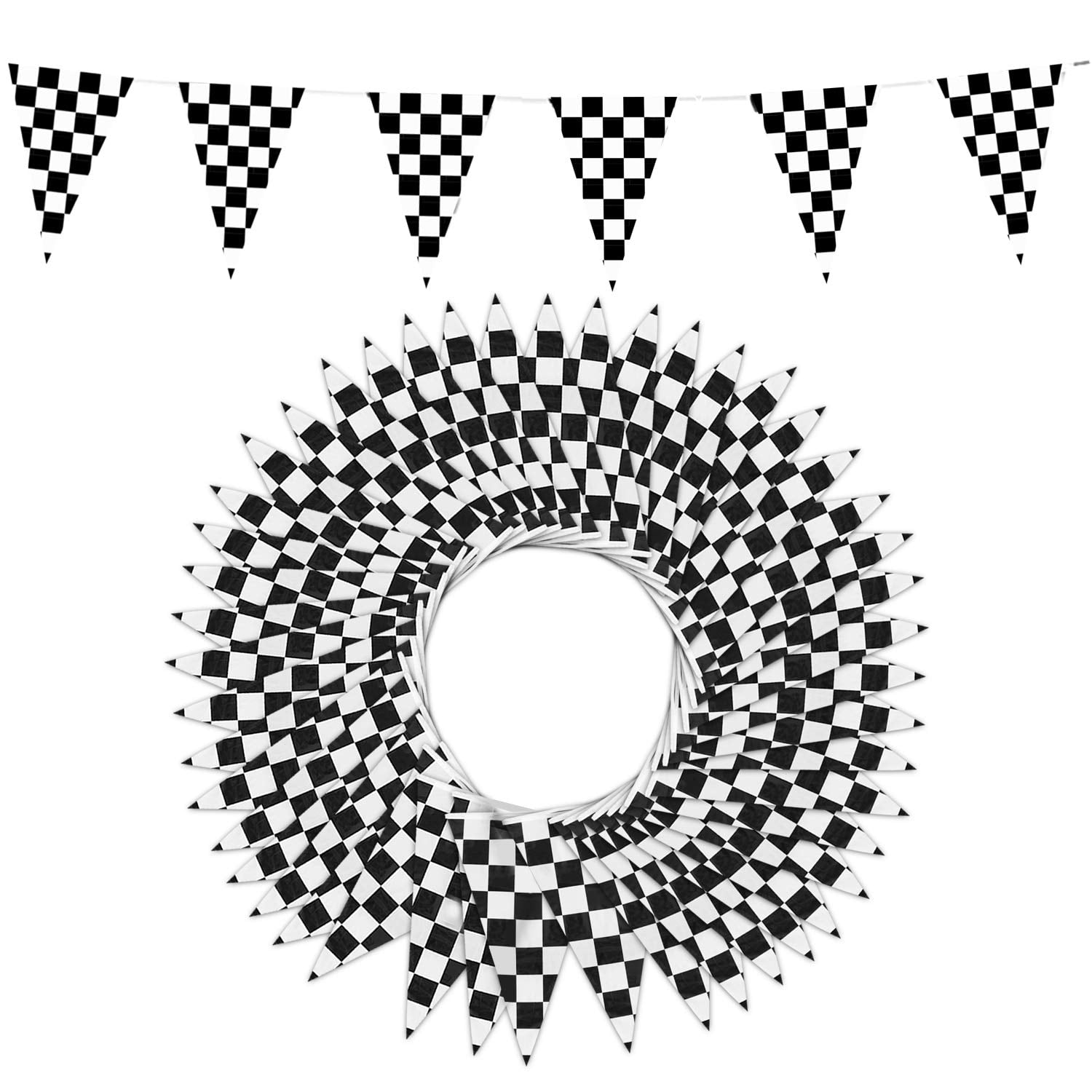 Novelty Place 100 Feet Checkered Pennant Banner 48 Pieces 12 X