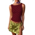 thumbnail image 3 of Women Y2K Tops Polka Dot Shirt Sleeveless Vintage Camisole Crew Neck Crop Tops Going Out Streetwear Wine Red S, 3 of 9