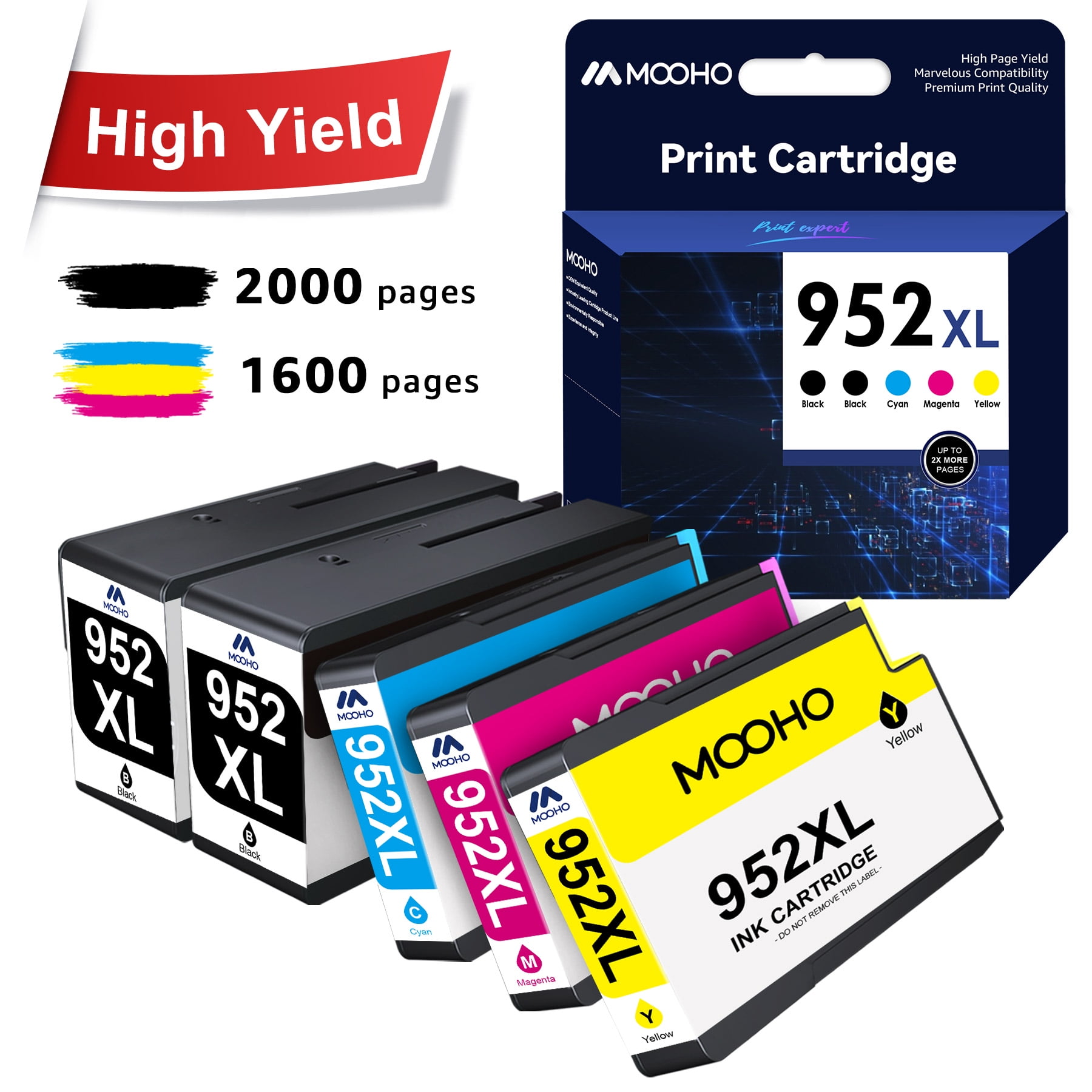 Mooho 952 XL Ink Cartridge Replacement for HP 952 952xl Ink for