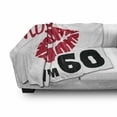 thumbnail image 3 of 60th Birthday Soft Flannel Fleece Throw Blanket, Hot Party Theme with Lipstick Mark Kiss Me I am 60 Words Image Illustration, Cozy Plush for Indoor and Outdoor Use, 50" x 60", Black Red, by Ambesonne, 3 of 6