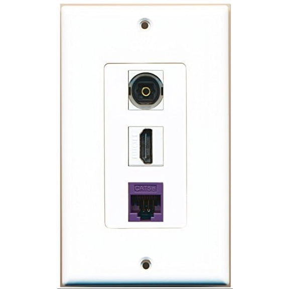 RiteAV - 1 Port HDMI 1 Toslink 1 Cat5e Ethernet Purple Wall Plate Decorative
