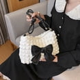thumbnail image 3 of Bolsos de hombro para mujer Bowknot Underarm Bag Bolsos sólidos Embrague femenino (Blanco), 3 of 6