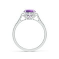 thumbnail image 2 of ANGARA Natural Round 1.15 ct Amethyst Engagement Ring with Diamond Halo in 14K White Gold for Women (Size-7mm) | February Birthstone, Anniversary, Jewelry Gift for Women | Natural Amethyst Ring, 2 of 10