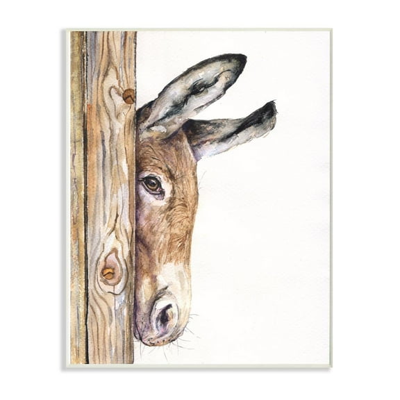 Stupell Industries Cute Baby Donkey Animal Brown Watercolor Painting Wall Plaque Art by George Dyachenko