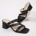 thumbnail image 5 of Pennysue Women Square Toe Sandals Strappy Slip On Chunky Heels with Cushioned Insole for Summer Party Office Daily Wear, 5 of 7