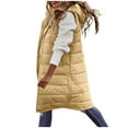 thumbnail image 2 of BOOMILK Puffer Vest Women Plus Size Solid Hooded Winter Sleeveless Down Coat Long Zip Up Jacket Warm, 2 of 9
