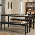 thumbnail image 2 of BeesClover Dining Table Set for 4 with Upholstered Benches, Compact 3-Piece Kitchen and Dining Room Set, Rectangle Modern Table and Chairs for Small Spaces and Apartments, 2 of 8