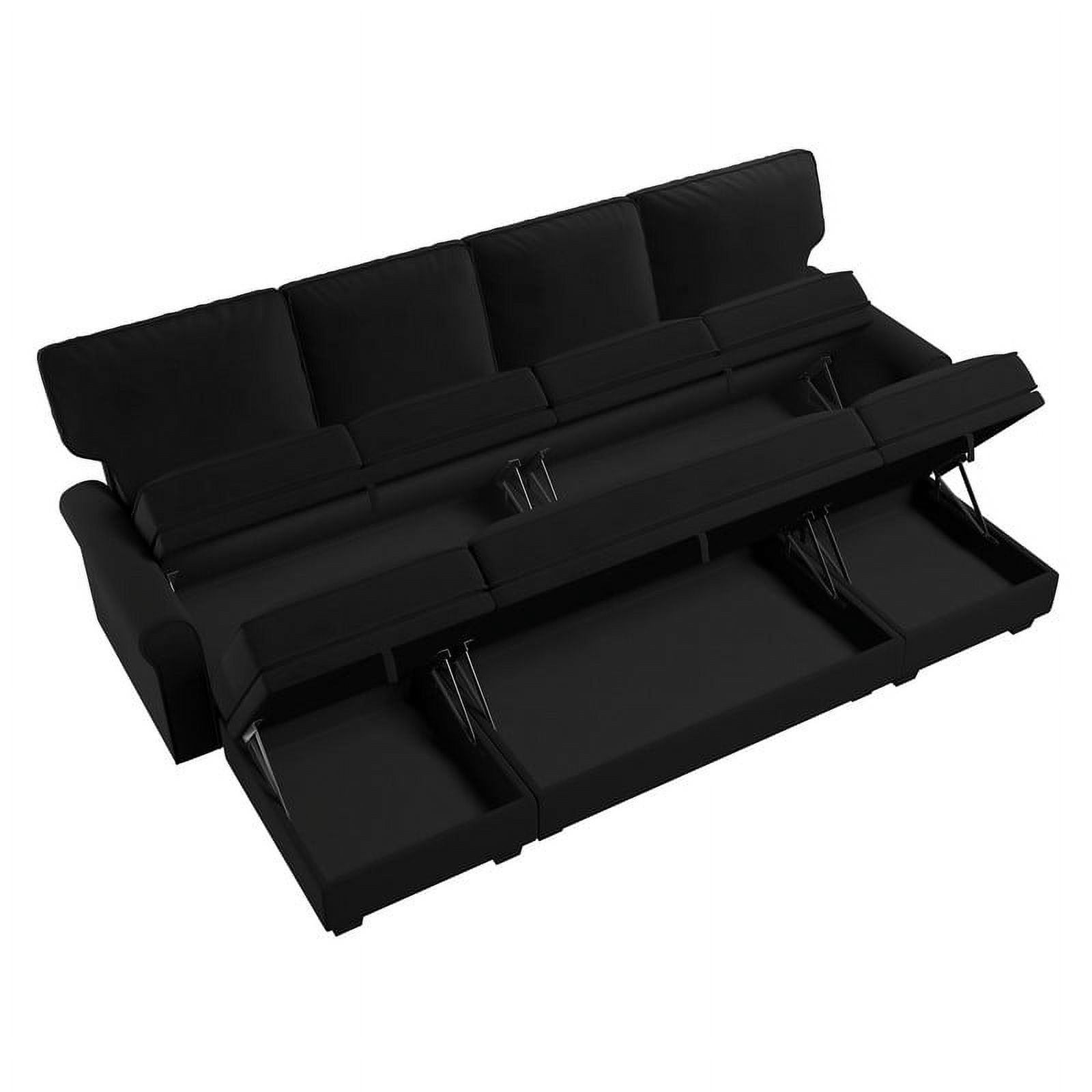 HONBAY 102.4" Upholstery Convertible Sofa Bed with Storage for Living Room Furniture Sets in Black