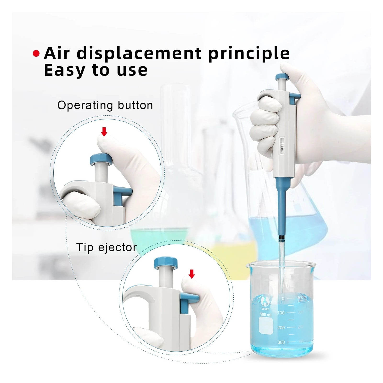 Fixed Volume Single Channel Pipettor Gun Autoclavable Transfer MicroPipette Pipette with Tip Hot ,Precision & Accuracy