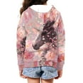 thumbnail image 4 of Uourmeti Romantic Flower Horse Zip Up Hoodie with Pockets Long Sleeve Lightweight Comfy Casual Outerwear for Girls Teens Size 6-9, 4 of 7