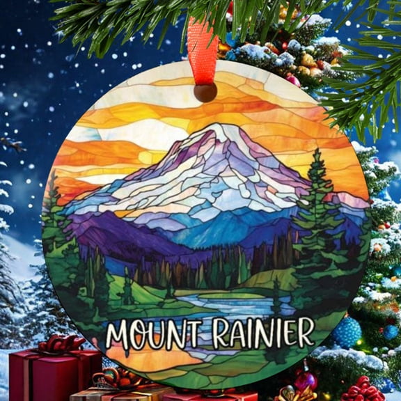 Mount Rainier Christmas Ornament, Ceramic, Acrylic - Travel Souvenir, Tree Hanging, Vacation Keepsake 2025, Traveler Gift, Collectible, Holiday Tree Decoration
