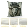 thumbnail image 4 of PRATYUS Sheep Throw Pillow Covers Farm Animals Ram Goat with Green Feather Black Hat Design Pillow Cases Cushion CoverHome Sofa Couch Decor Pillow Cover  White, 4 of 5